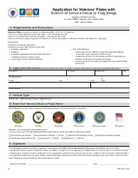 Document preview: Form REG105 Application for Veterans' Plates With Branch of Service Decal or Flag Image - Massachusetts