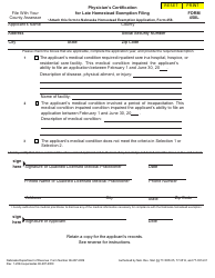 Form 458L Physician&#039;s Certification for Late Homestead Exemption Filing - Nebraska