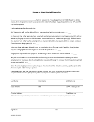 Document preview: Form HR-101 Request to Delete Retained Fingerprints - Texas