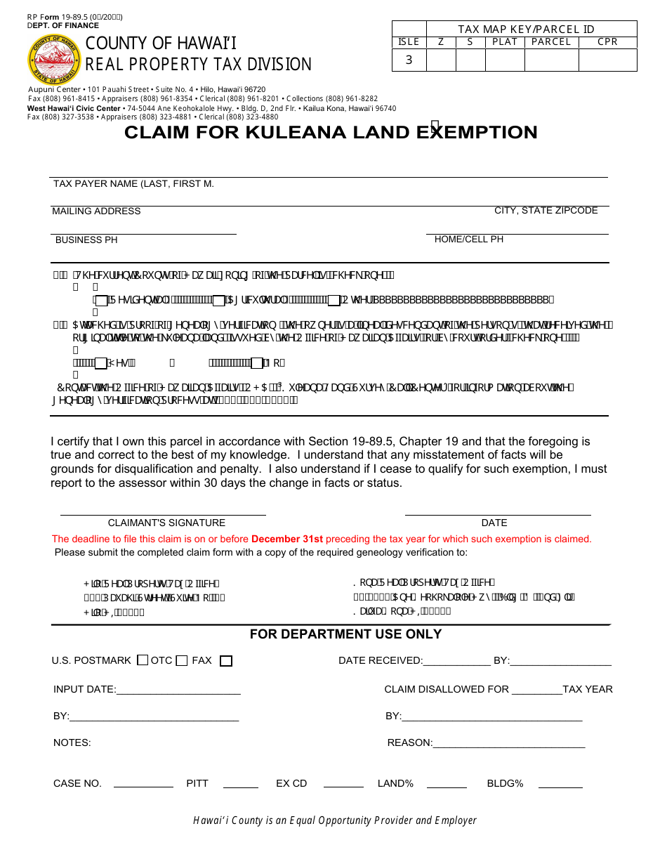 RP Form 19-89.5 - Fill Out, Sign Online and Download Fillable PDF ...