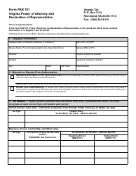 Form PAR101 Virginia Power of Attorney and Declaration of Representative - Virginia