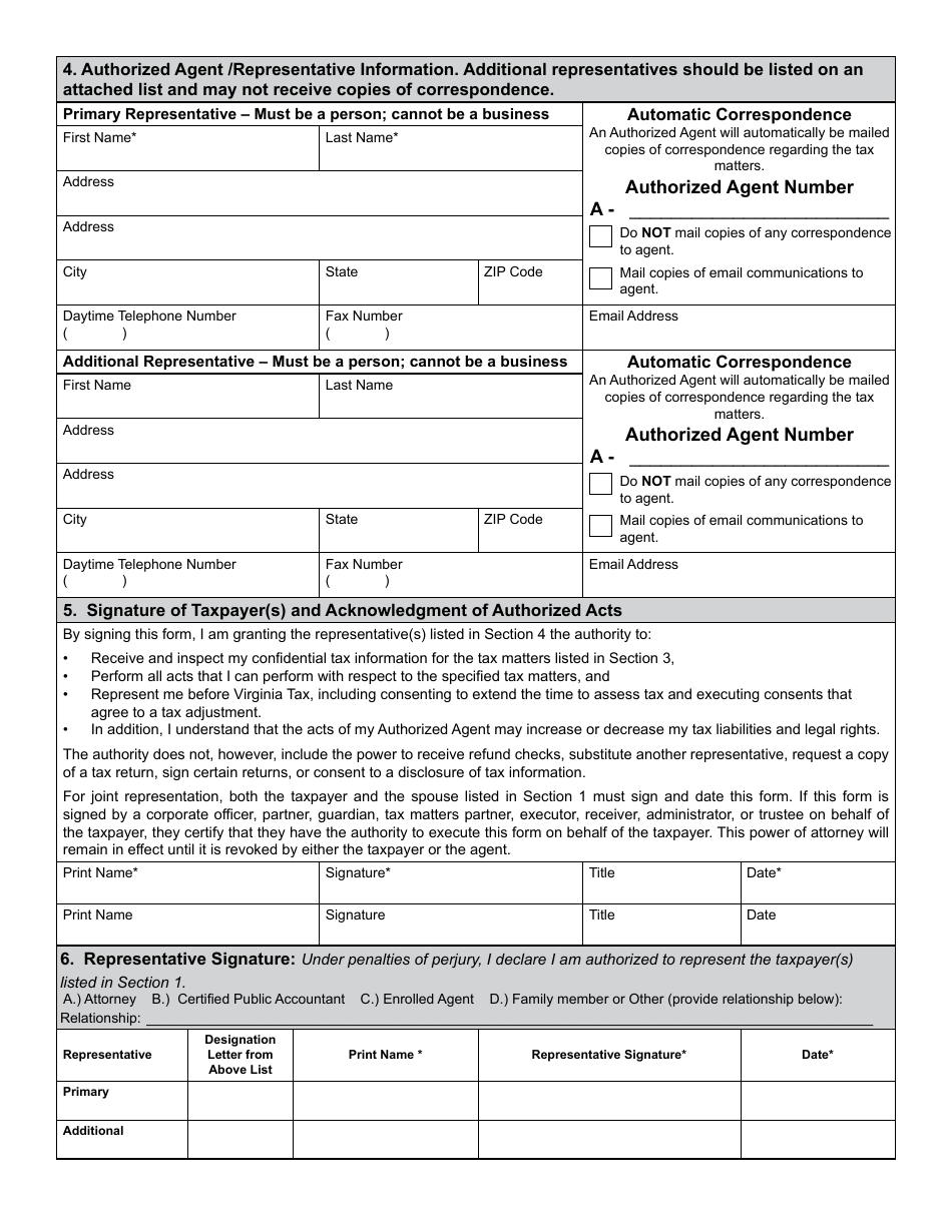 Form PAR101 Virginia Power of Attorney and Declaration of Representative - Virginia, Page 2