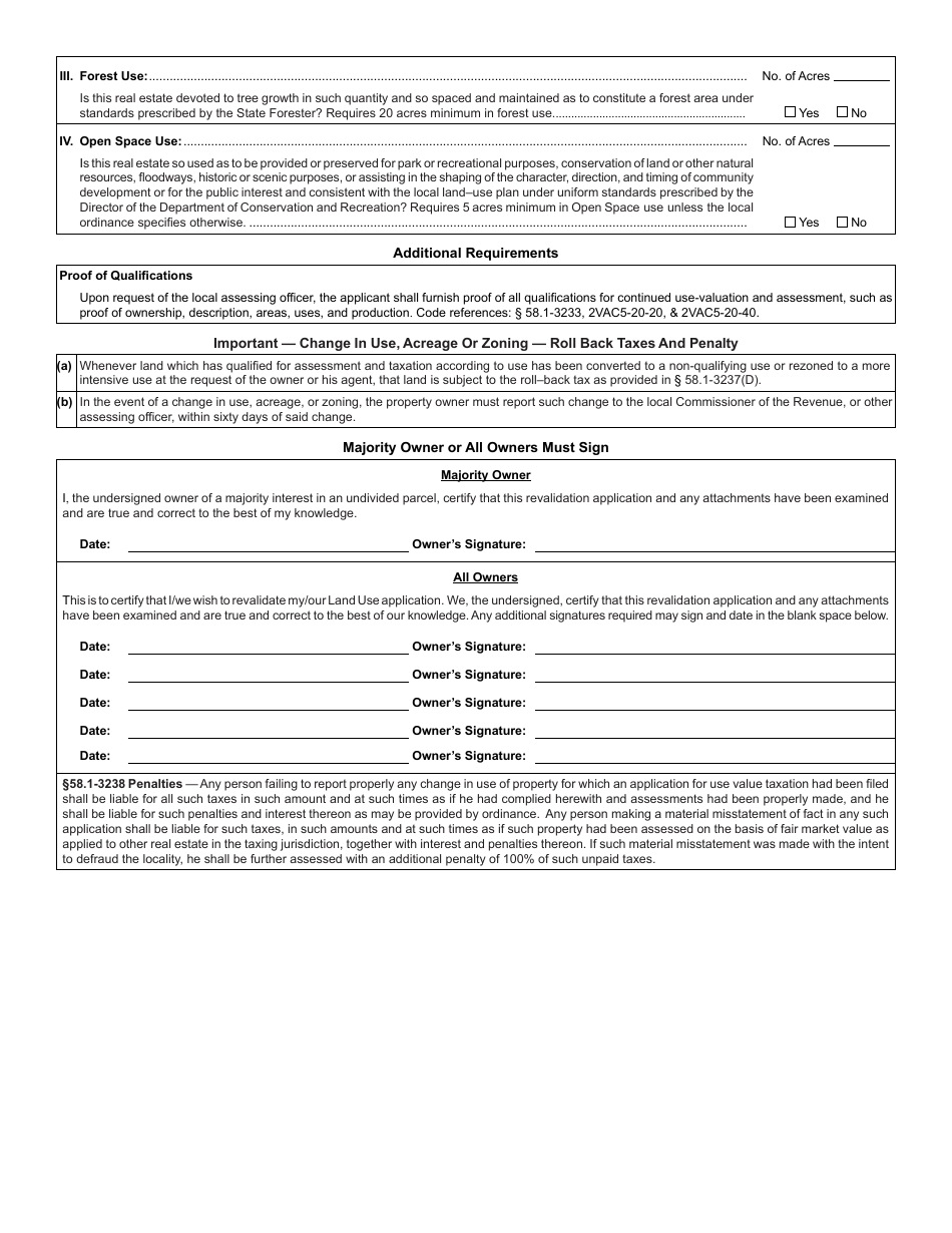 Form LU-2 Land Use Revalidation - Virginia, Page 2