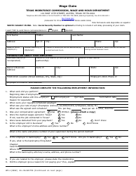 Form WH-1 Wage Claim - Texas, Page 2