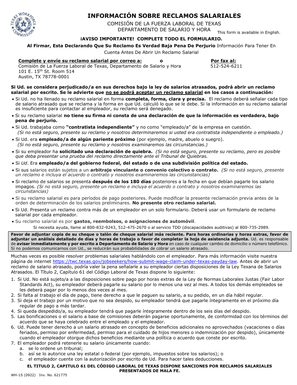 Formulario WH 1S Fill Out Sign Online and Download Fillable PDF Formulario WH 1S Fill Out Sign Online and Download Fillable PDF