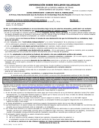 Formulario WH-1S Reclamo Salarial - Texas (Spanish)