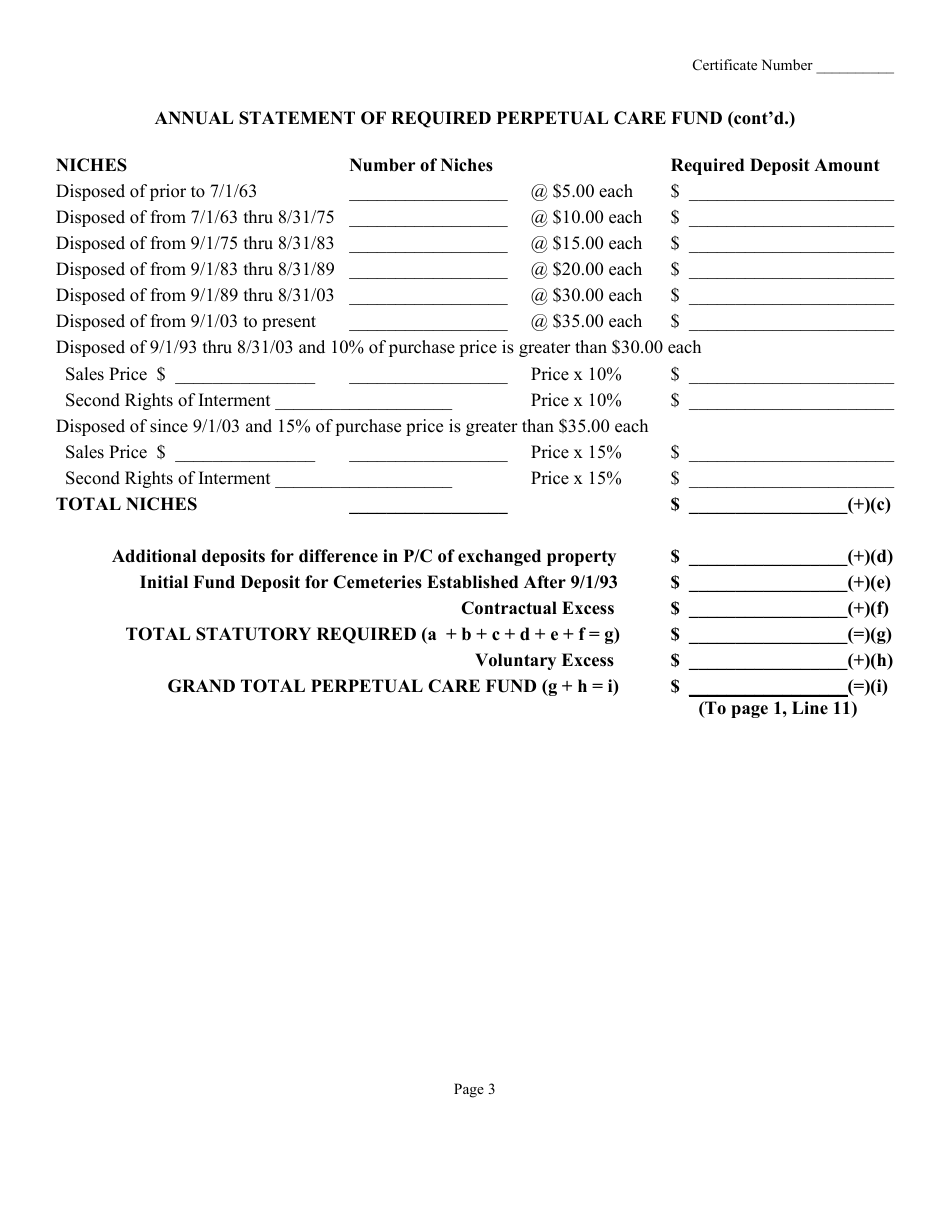 Annual Statement of Perpetual Care Fund Activity - Texas, Page 4