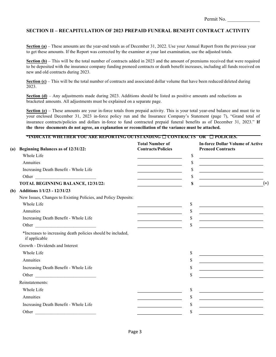 Annual Report of Activity for Insurance-Funded Permit - Texas, Page 4