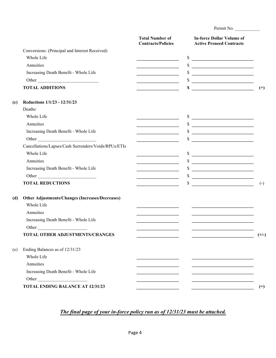 Annual Report of Activity for Insurance-Funded Permit - Texas, Page 5