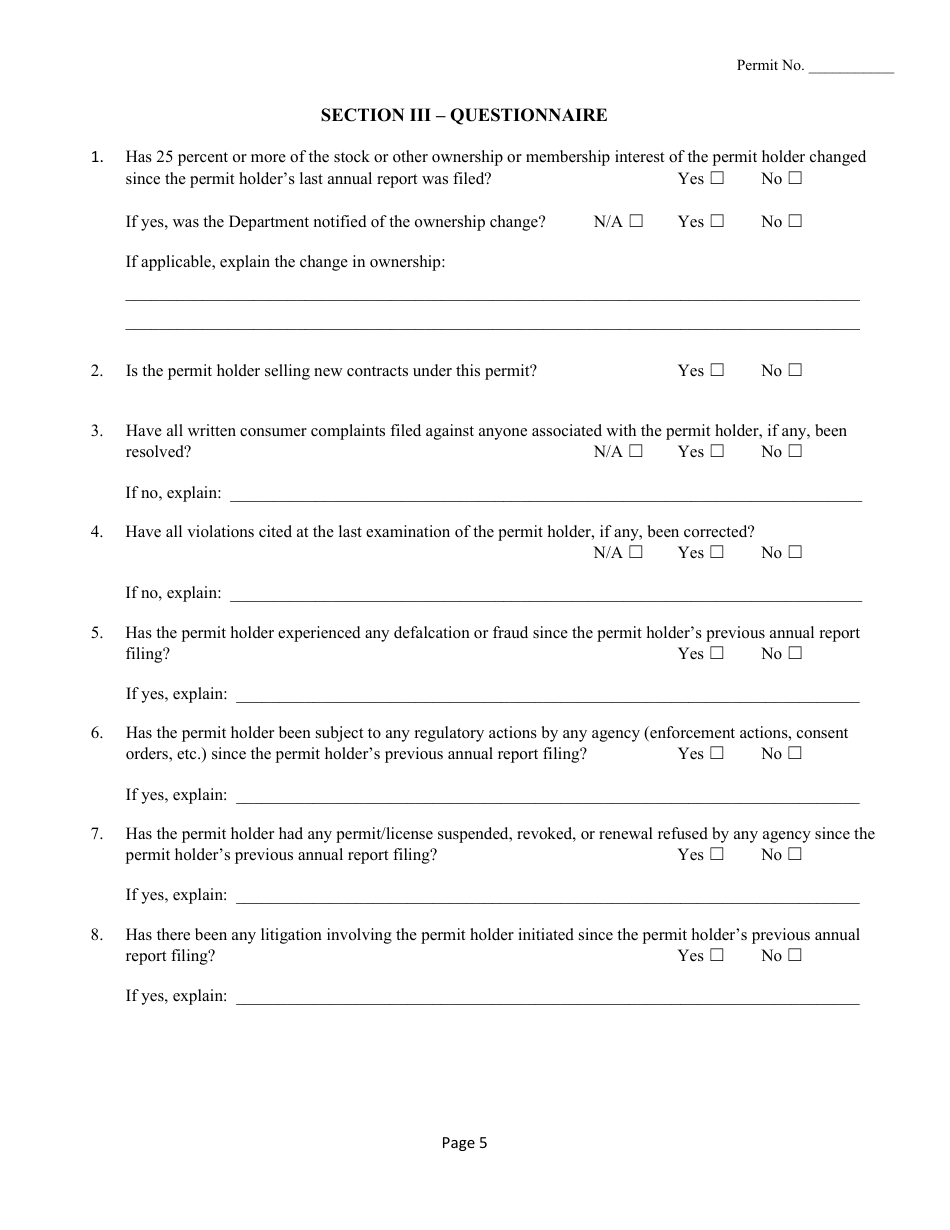 Annual Report of Activity for Insurance-Funded Permit - Texas, Page 6