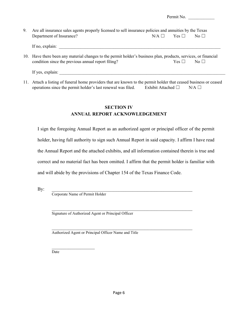 Annual Report of Activity for Insurance-Funded Permit - Texas, Page 7