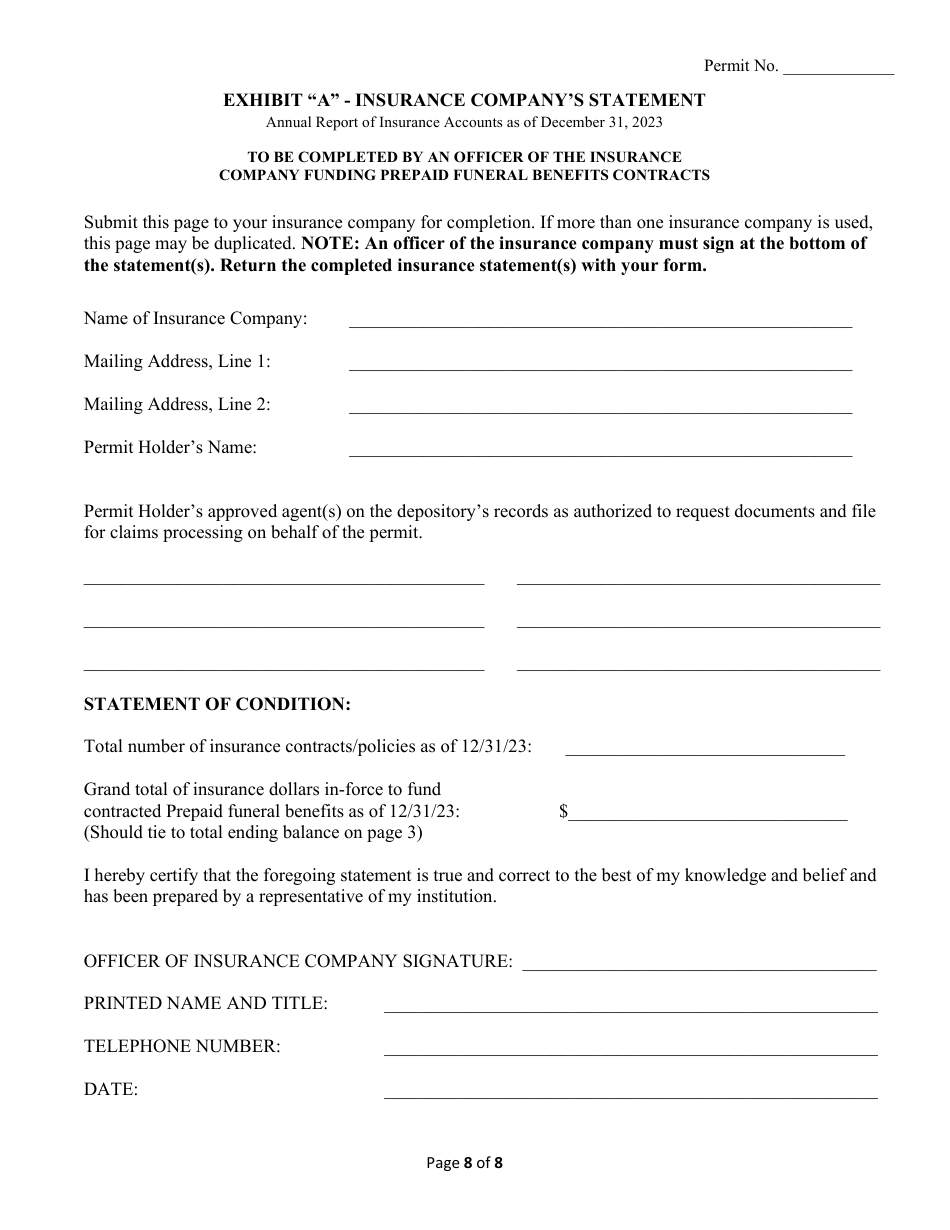 Annual Report of Activity for Insurance-Funded Permit - Texas, Page 9