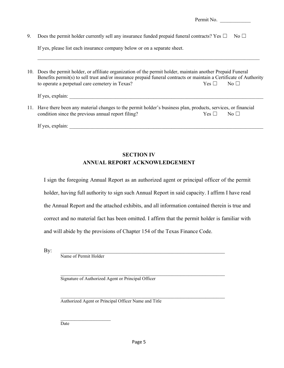 Annual Report of Activity for Trust-Funded Permit - Texas, Page 6