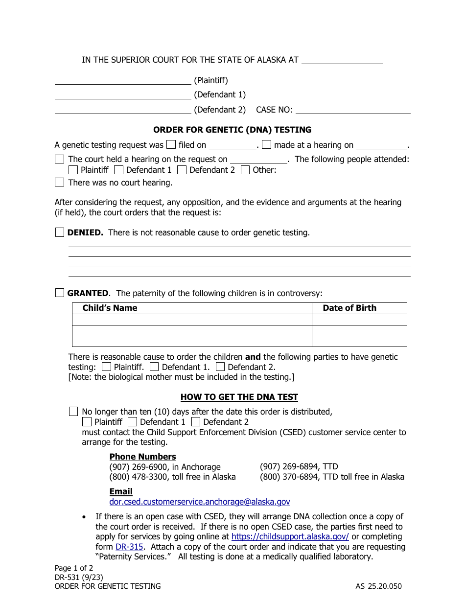 Form DR-531 - Fill Out, Sign Online and Download Fillable PDF, Alaska ...