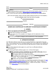 Form DR-509 Answer and Counterclaim to Complaint to Disestablish Paternity - Alaska