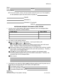 Form DR-530 Motion and Affidavit for Genetic (Dna) Testing - Alaska