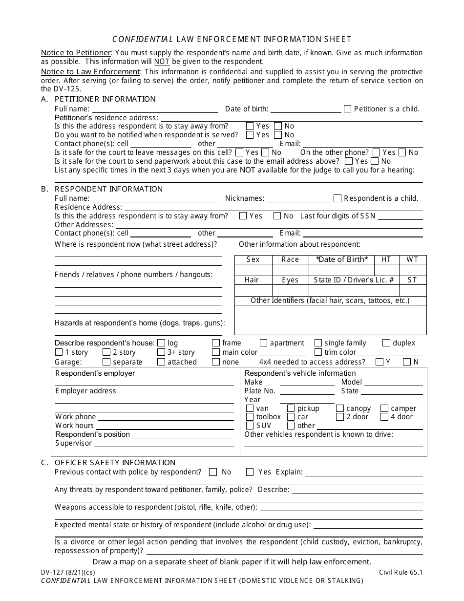Form DV-100 (DV-127) Petition for Domestic Violence Protective Order (One Petitioner) - Alaska, Page 8