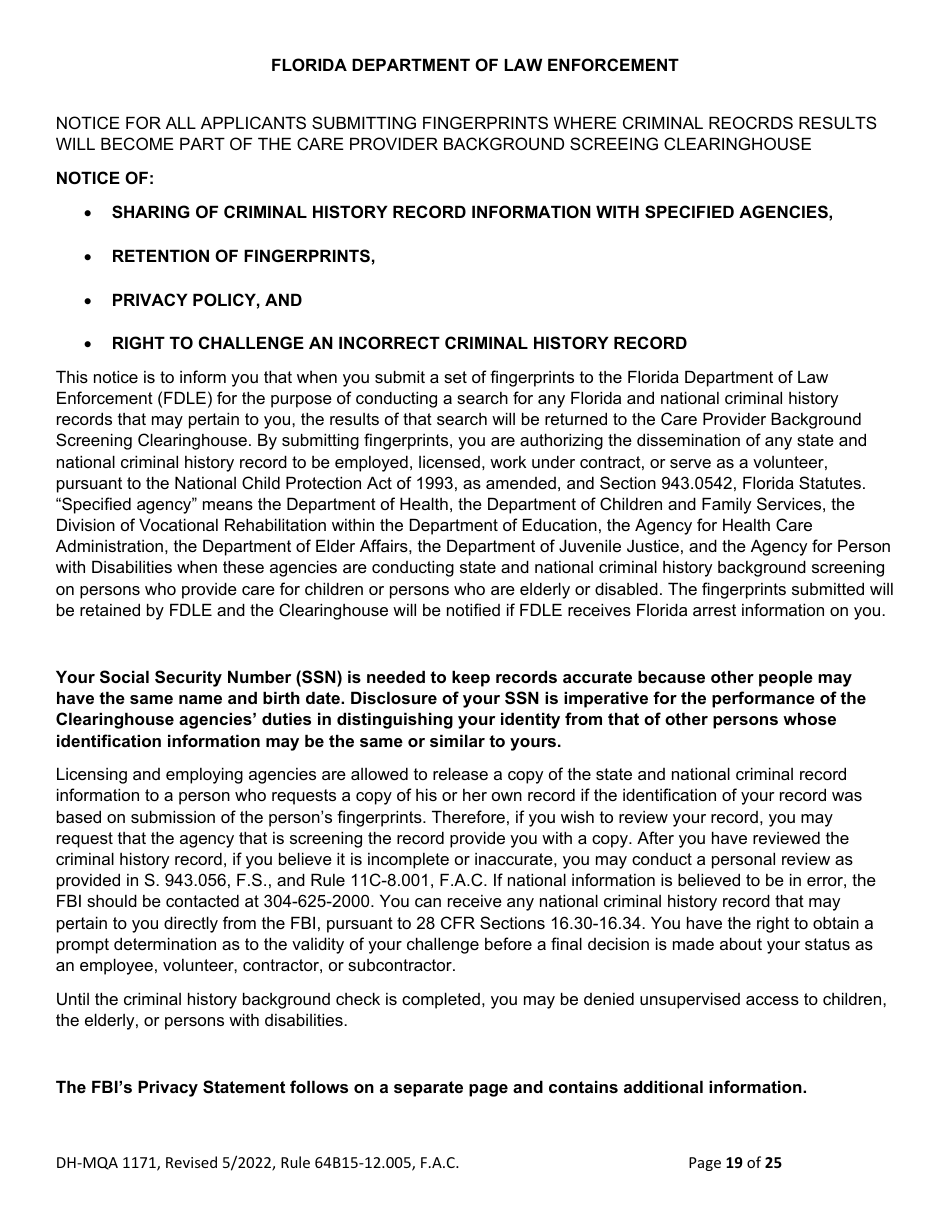Form DH-MQA1171 Osteopathic Physician Application for Limited License - Florida, Page 19