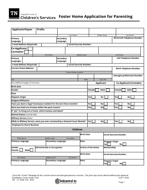 Form CS-0688  Printable Pdf
