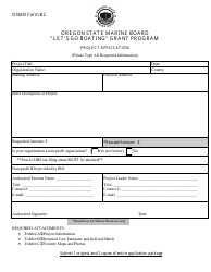 Document preview: OSMB Form B2 Project Application - "let's Go Boating" Grant Program - Oregon