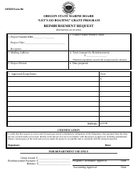 Document preview: OSMB Form B6 Reimbursement Request - "let's Go Boating" Grant Program - Oregon