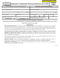 Document preview: Form NFC Statement of Nebraska Financial Institution Tax Credit - Nebraska, 2023