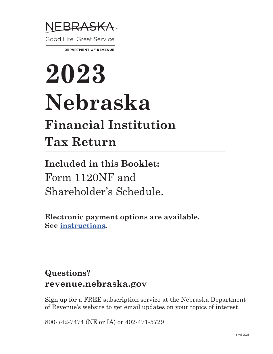 Form 1120NF Nebraska Financial Institution Tax Return - Nebraska, Page 1