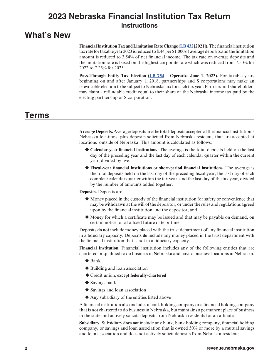 Form 1120NF Nebraska Financial Institution Tax Return - Nebraska, Page 2