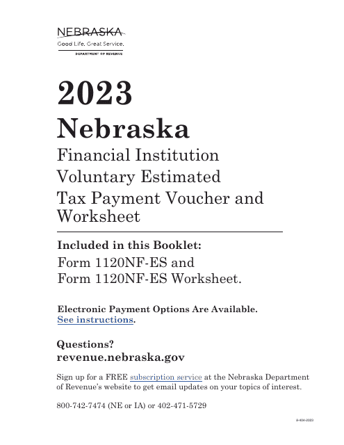 Form 1120NF-ES Nebraska Financial Institution Voluntary Estimated Tax Payment Voucher - Nebraska, 2023