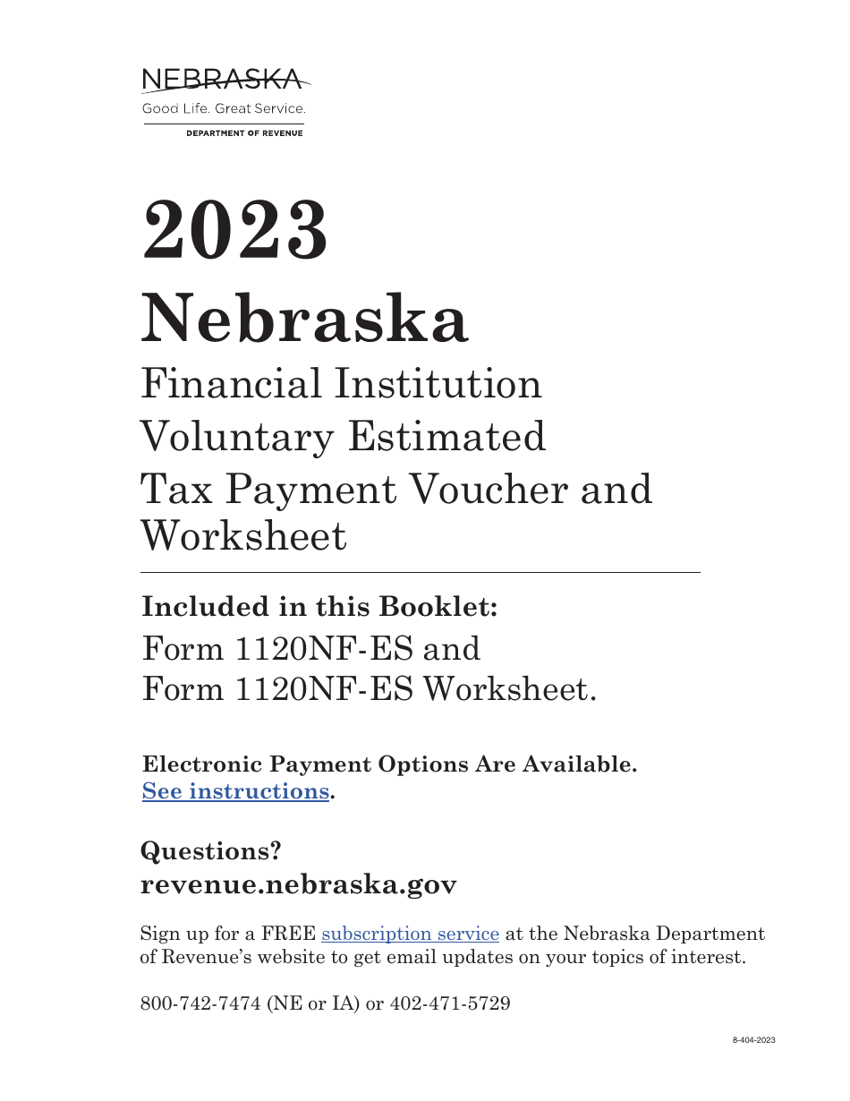 Form 1120NF-ES Nebraska Financial Institution Voluntary Estimated Tax Payment Voucher - Nebraska, Page 1