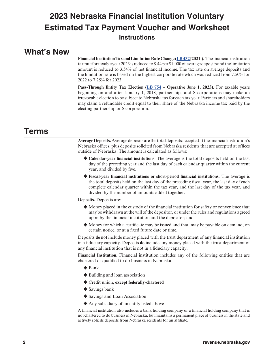 Form 1120NF-ES Nebraska Financial Institution Voluntary Estimated Tax Payment Voucher - Nebraska, Page 2
