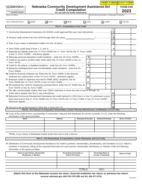 Form CDN 2023 Printable Pdf