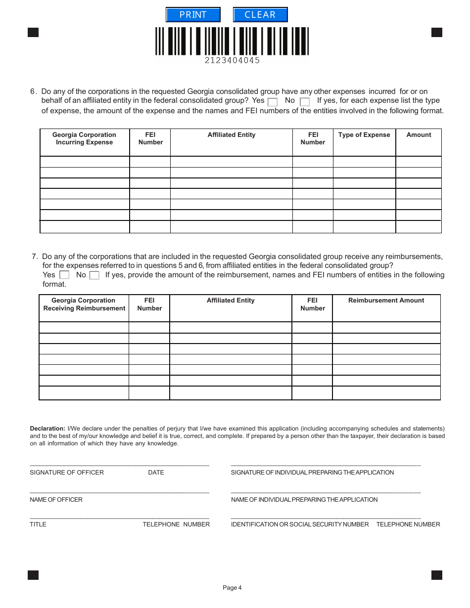 Form IT-CONSOL Application for Permission to File Consolidated - Georgia (United States), Page 4