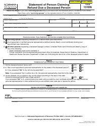 Document preview: Form 1310N Statement of Person Claiming Refund Due a Deceased Person - Nebraska