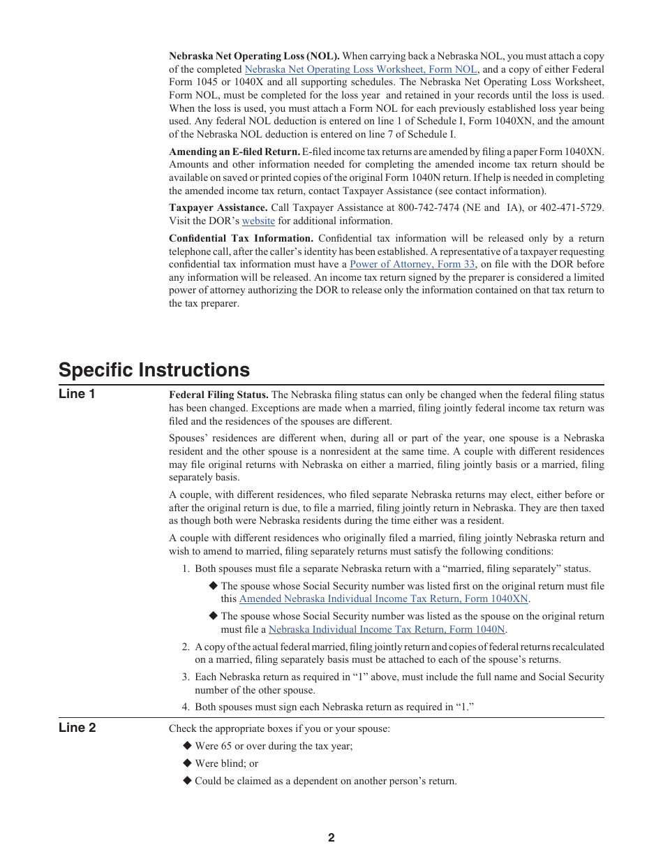 Form 1040XN Amended Nebraska Individual Income Tax Return - Nebraska, Page 5