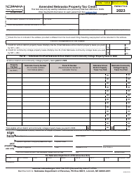 Document preview: Form PTCX Amended Nebraska Property Tax Credit - Nebraska, 2023