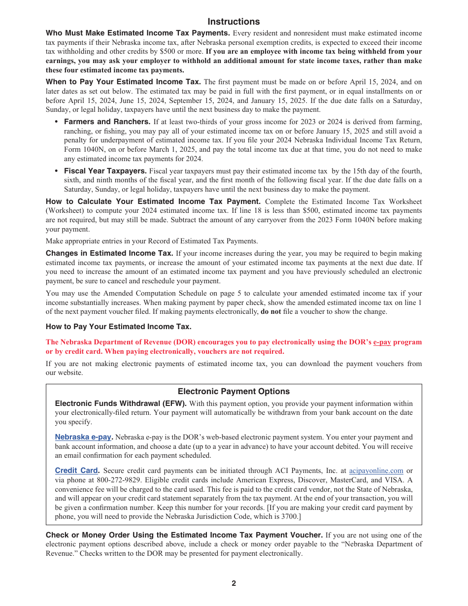 Form 1040NES Download Fillable PDF or Fill Online Nebraska Individual