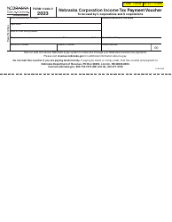 Document preview: Form 1120N-V Nebraska Corporation Income Tax Payment Voucher - Nebraska, 2023