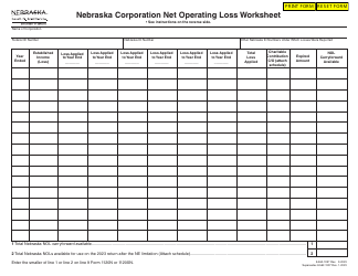 Document preview: Nebraska Corporation Net Operating Loss Worksheet - Nebraska