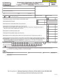 Document preview: Form 4466N Corporation Application for Adjustment of Overpayment of Estimated Income Tax - Nebraska, 2023