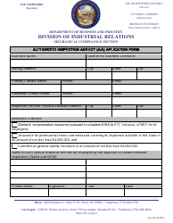 Document preview: Authorized Inspection Agency (Aia) Application Form - Nevada