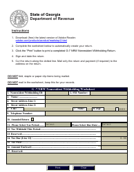 Document preview: Form G-7 NRW Nonresident Withholding Return - Georgia (United States)
