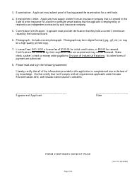 Application for Issuance or Renewal of a Certificate to Work as a Boiler/Pressure Vessel Special Inspector - Nevada, Page 2