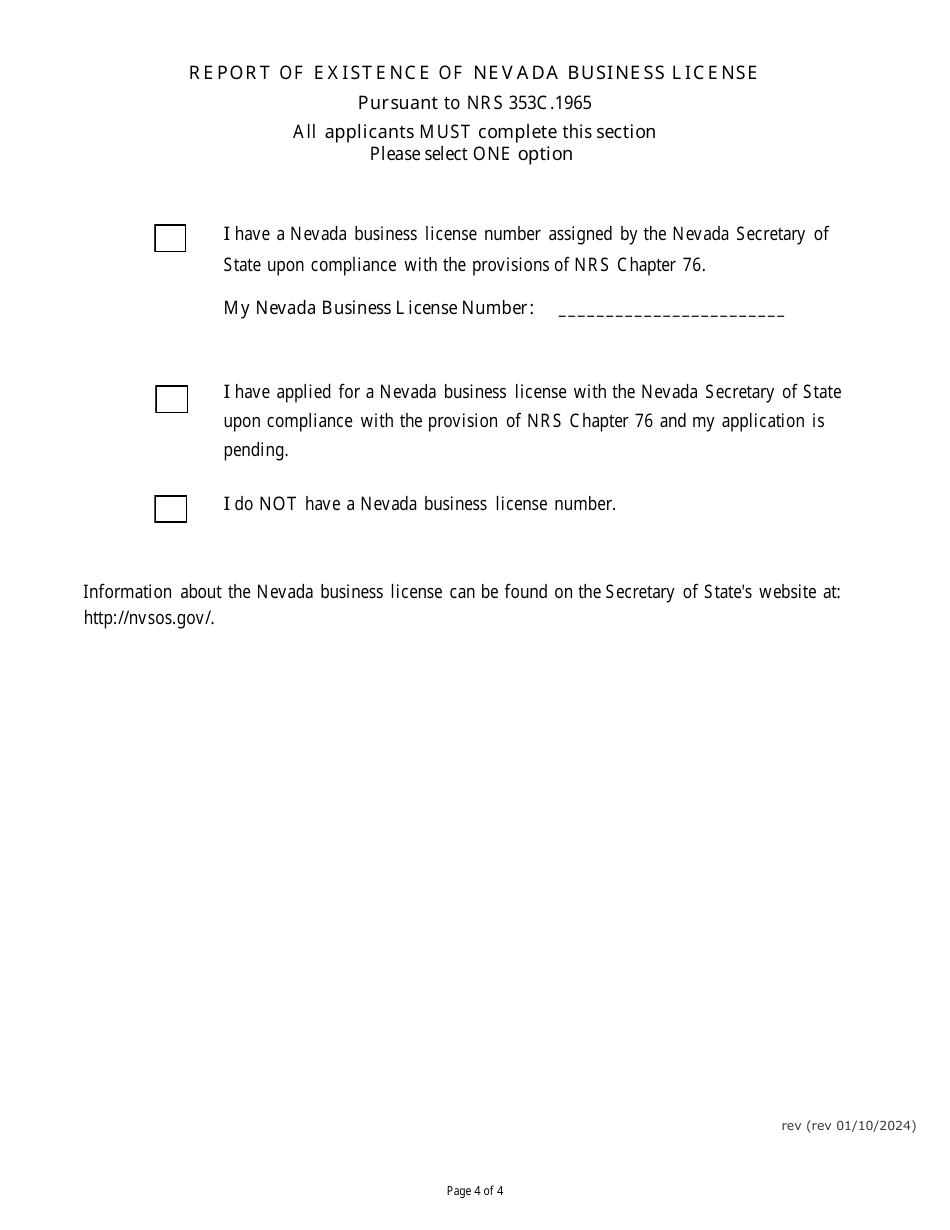 Application for Issuance or Renewal of a Certificate to Work as a Boiler / Pressure Vessel Special Inspector - Nevada, Page 4