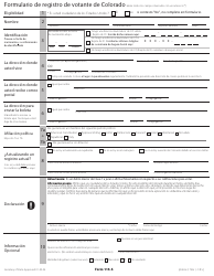 Document preview: Formulario De Registro De Votante De Colorado - Colorado (Spanish)