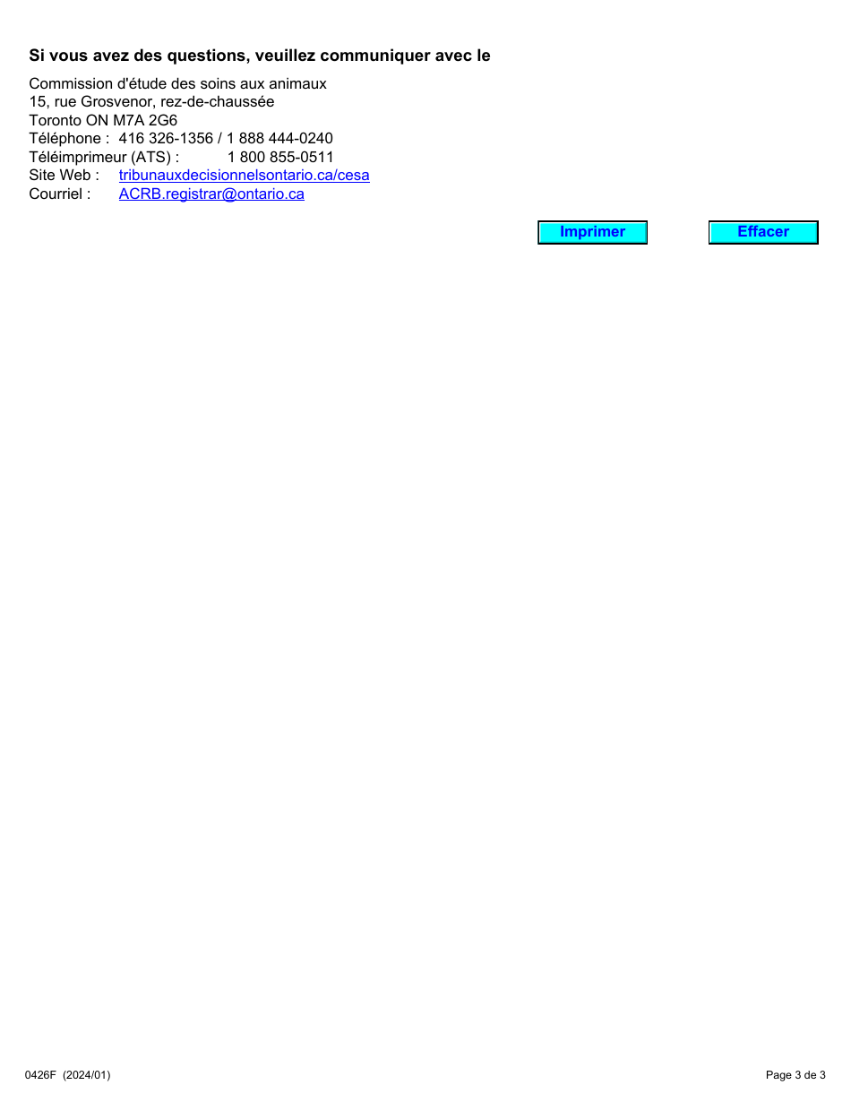 Forme 0426F Avis Dappel - Ontario, Canada (French), Page 3