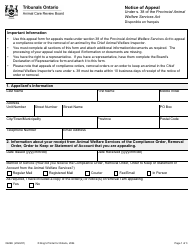 Form 0426E Notice of Appeal - Ontario, Canada
