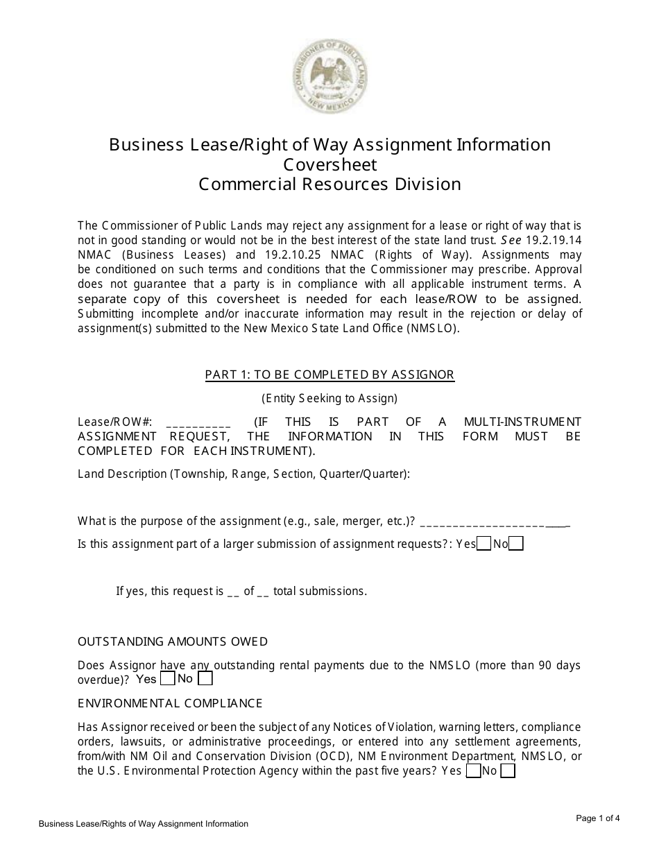 assignment of right of way