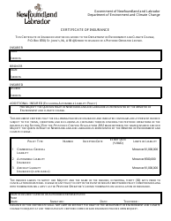 Document preview: Certificate of Insurance - Newfoundland and Labrador, Canada