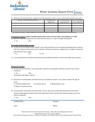 Water Systems Report Form - Newfoundland and Labrador, Canada, Page 2